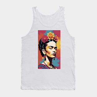 Frida's Chromatic Charm: Colorful Portrait Tank Top